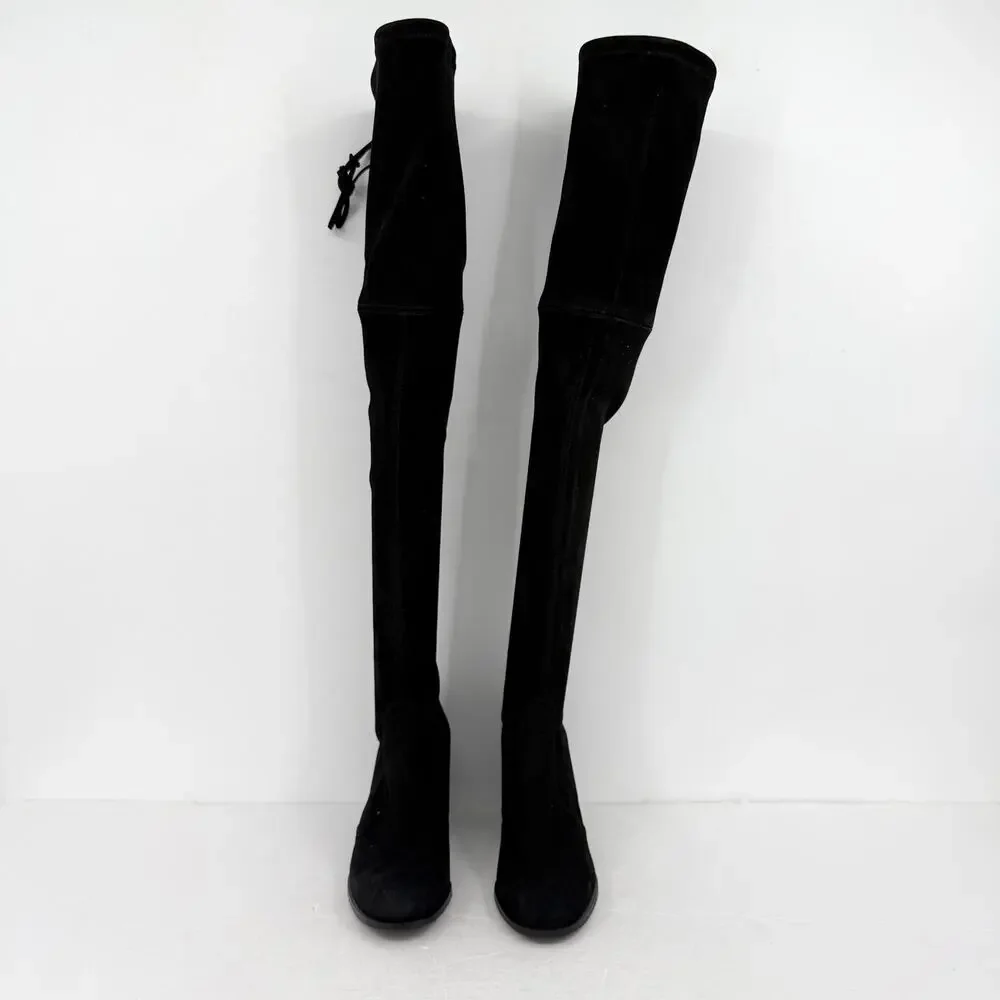 Stuart Weitzman Womens Tieland Over The Knee Boots Size 6 Black Suede EUC